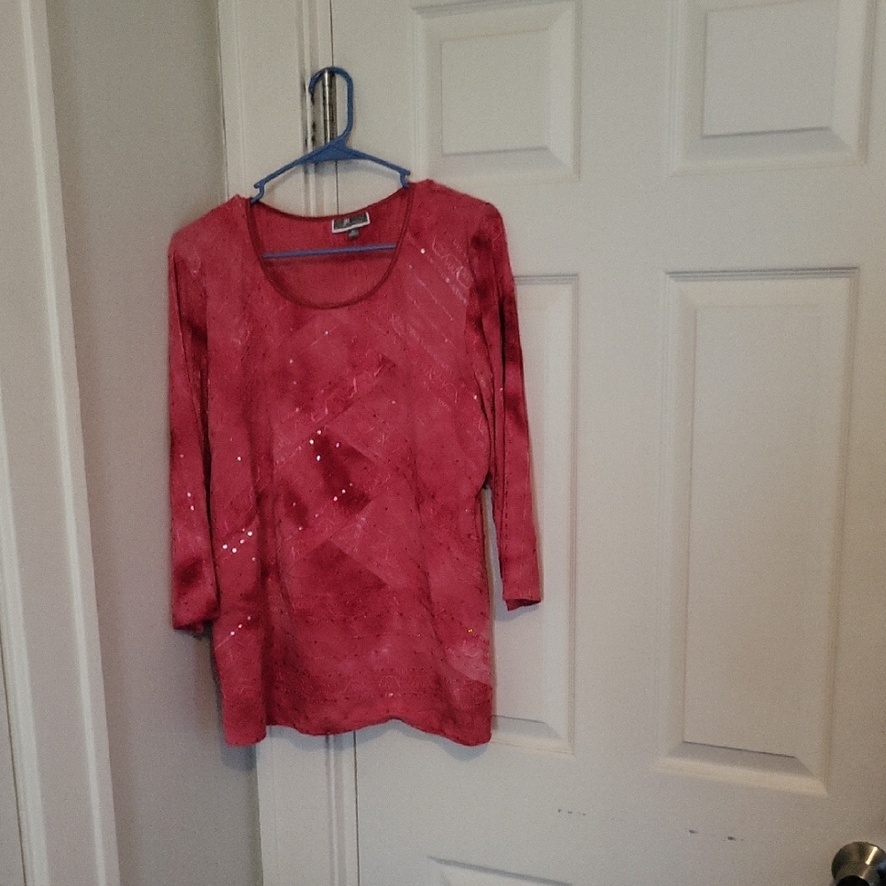Pink Sequin Long Sleeve Top